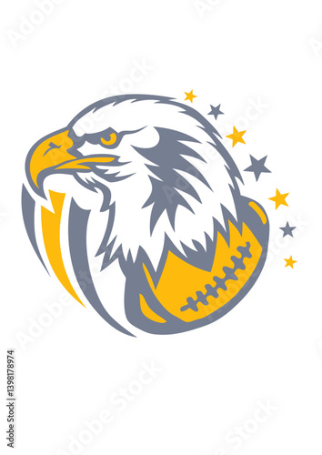 rugby ou foot americain aigle logo tete  dessin face cartoon club
