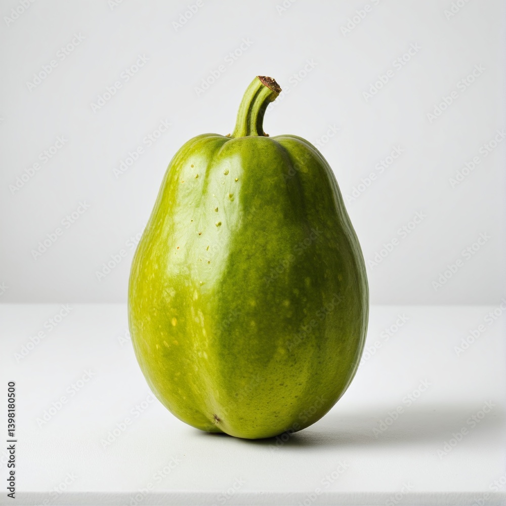 Verdant Still Life: A Pear-Shaped Squash Displaying the Beauty of Simple, Unadorned Produce Against a Minimalist Backdrop. Verdant Still Life: A Pear-Shaped Squash Displaying the Beauty of Simple, Unadorned Produce Against a Minimalist Backdrop.