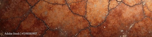Worn brown marble with cracks and imperfections, vintage textured surface,  aged,  background