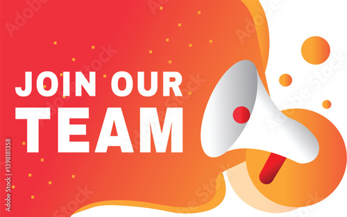 Join our team banner element vector illustration modern template for retail promotion. Speech bubble megaphone.