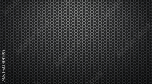 Black Hexagonal Grille, Vector Background or Wallpaper
