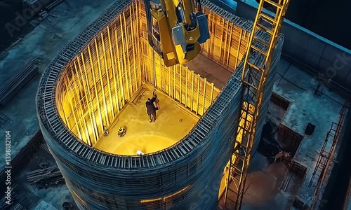 Nighttime Construction of 3D Printed Building