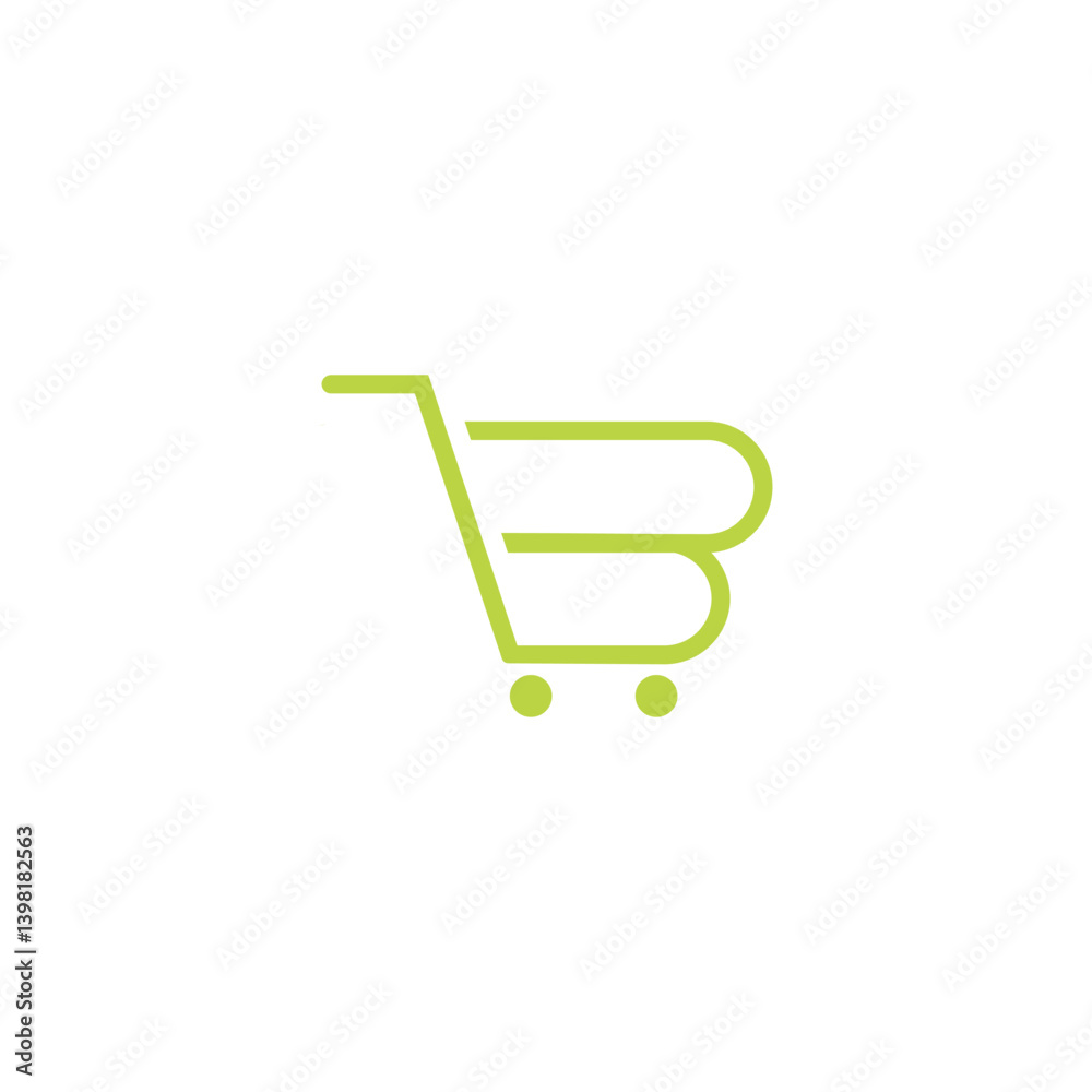 Lime Green Shopping Cart Icon Minimalist Line Art Illustration Lime Green Shopping Cart Icon Minimalist Line Art Illustration