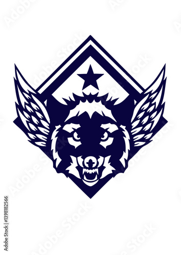 loup logo aile animal sauvage feroce