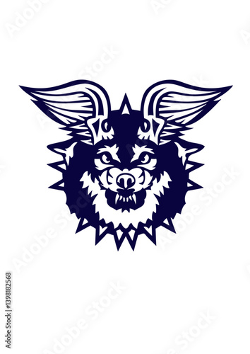 loup logo aile animal sauvage feroce