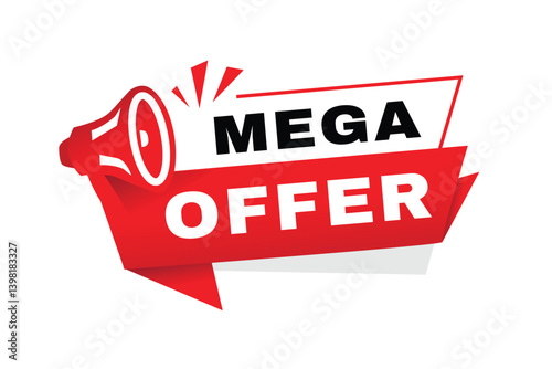 Mega offer banner, sign announcement vector illustration design with megaphone. web element design.