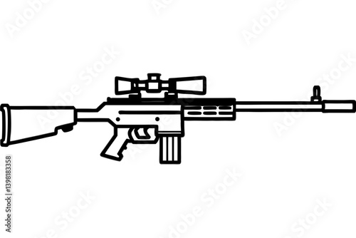 Detailed Tactical Sniper Rifle with Scope – Transparent Background for Military, Gaming, and Weapon Design vector