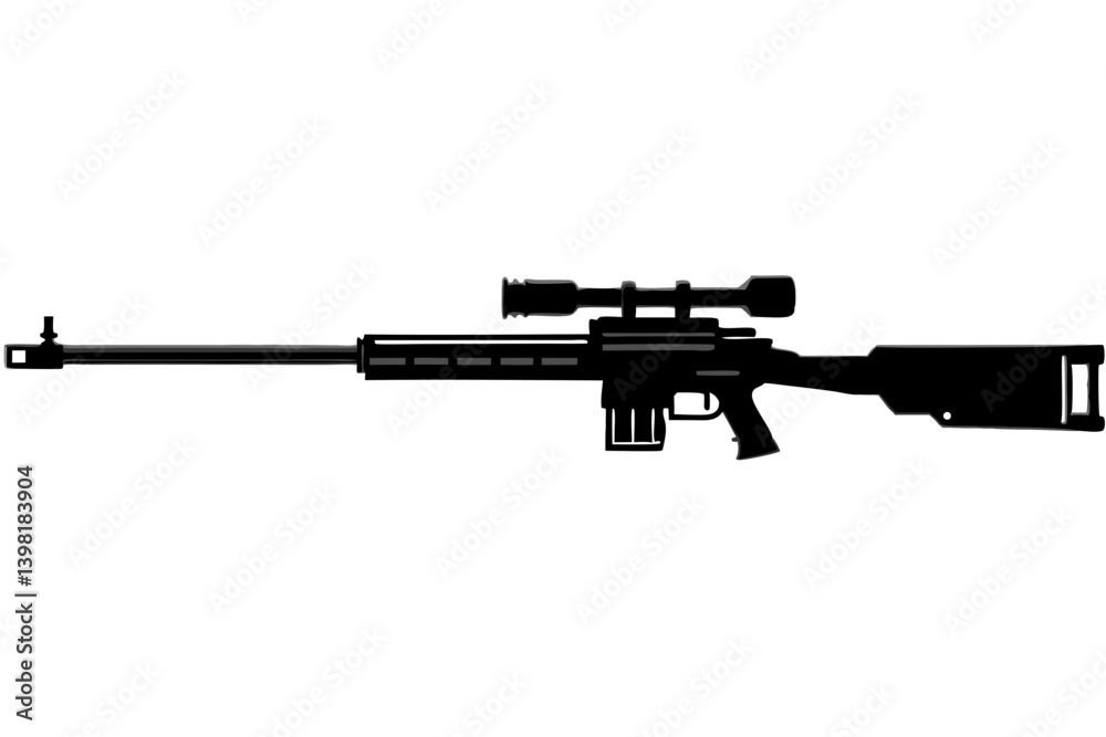 Detailed Tactical Sniper Rifle with Scope – Transparent Background for Military, Gaming, and Weapon Design vector Detailed Tactical Sniper Rifle with Scope – Transparent Background for Military, Gaming, and Weapon Design vector