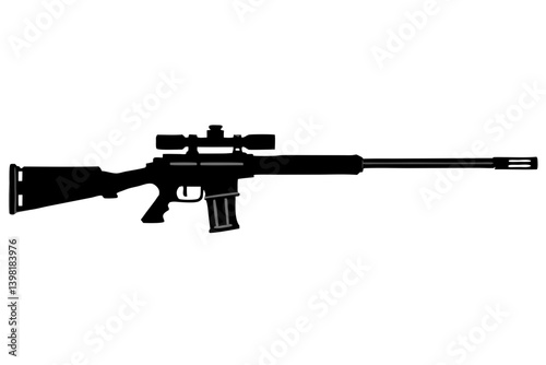 Detailed Tactical Sniper Rifle with Scope – Transparent Background for Military, Gaming, and Weapon Design vector