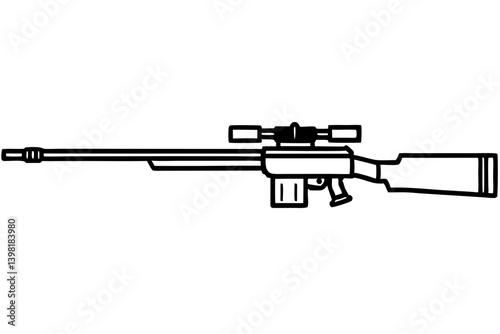 Detailed Tactical Sniper Rifle with Scope – Transparent Background for Military, Gaming, and Weapon Design vector