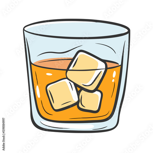 glass of whiskey on rocks icon, glass of whiskey on rocks vector illustration-simple illustration of glass of whiskey on rocks, perfect for glass of whiskey on rocks logos and icons