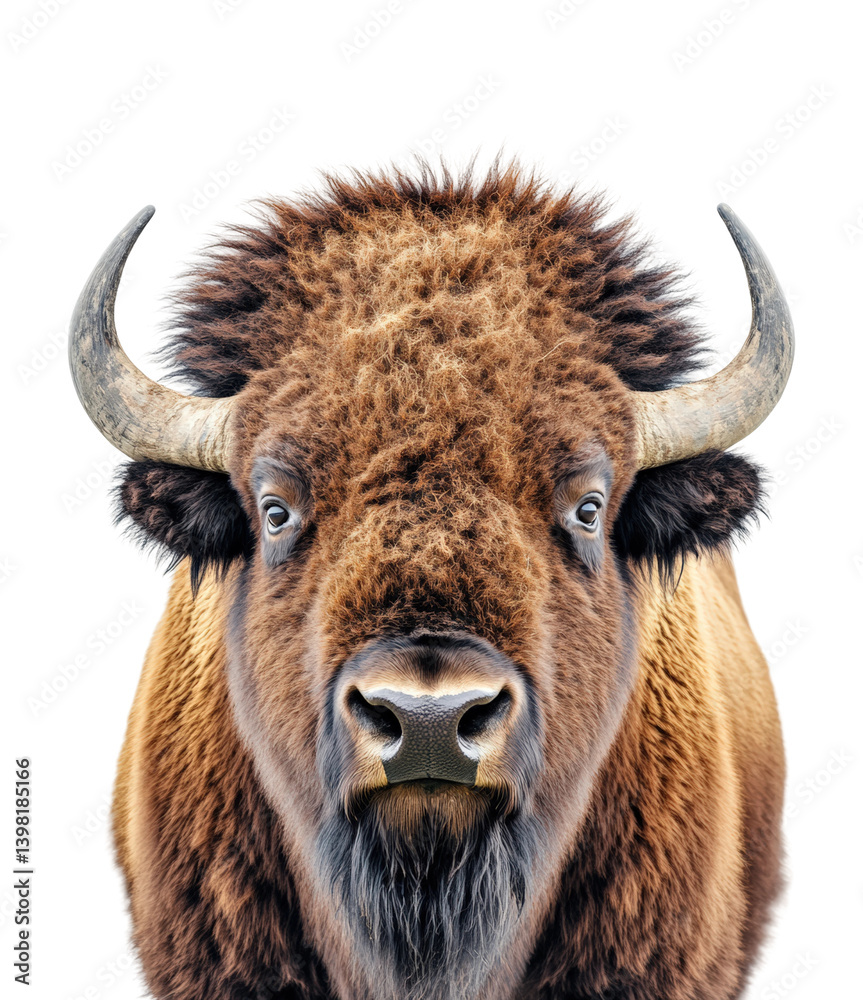 Bison portrait north america animal wildlife isolated on transparent background, png Bison portrait north america animal wildlife isolated on transparent background, png