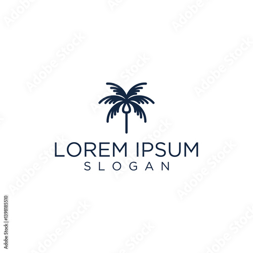 Minimalist Dark Blue Palm Tree Logo on White Background