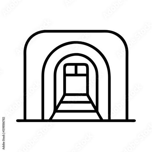 Tunnel outline vector illustration, underground passage, railway tunnel, dark cave