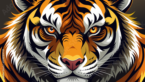 Vector Close-Up of Tiger Eyes – Fierce Wildlife Illustration