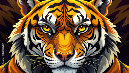 Vector Close-Up of Tiger Eyes – Fierce Wildlife Illustration