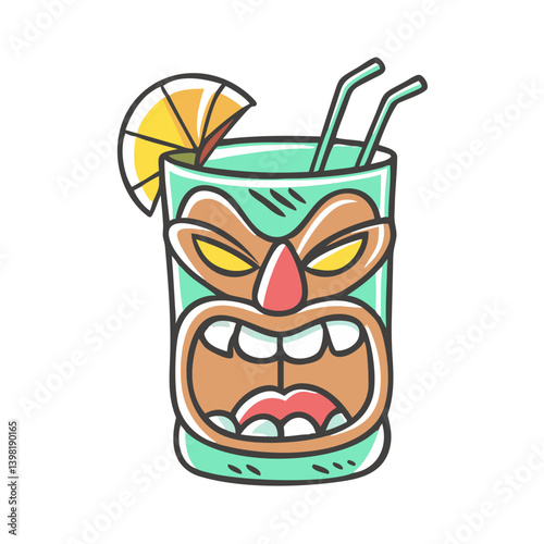 tiki drink icon, tiki drink vector illustration-simple illustration of tiki drink, perfect for tiki drink logos and icons