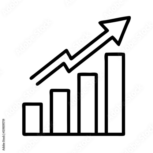 Growth chart with arrow showing upward trend for business and financial success