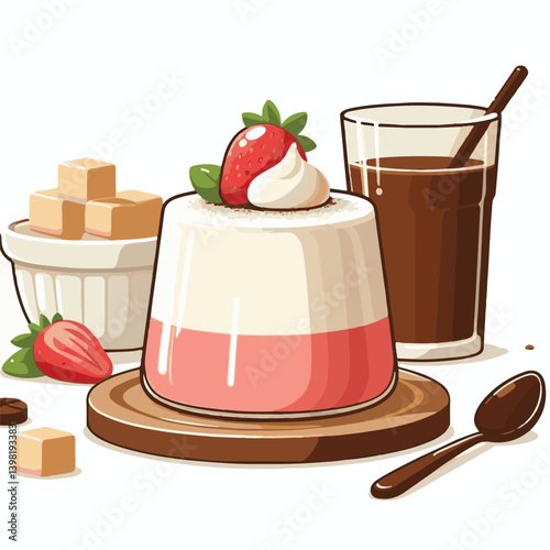 cream, dessert, sweet, food, gourmet, milk, red, italian, jelly, pudding, white, vanilla, mint, sauce, background, panna, cotta, decoration, mousse, snack, delicious, plate, berry, fruit, fresh, panna