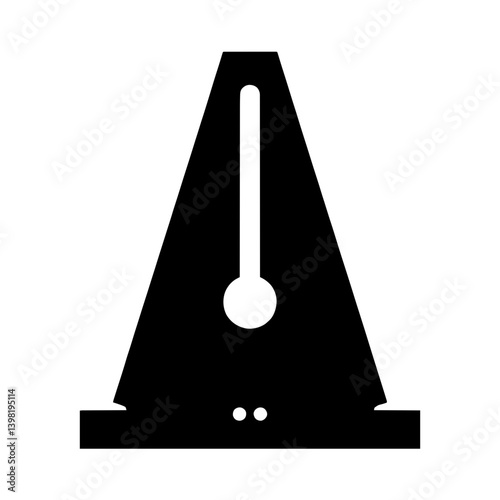 Minimalist black silhouette of a metronome with pendulum arm