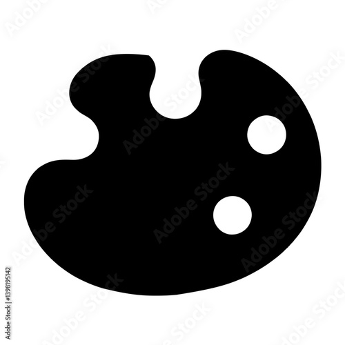 Minimalist black silhouette of a painter's palette with circular paint dabs