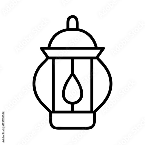 Outline vector graphic of a traditional lantern for decoration and illumination