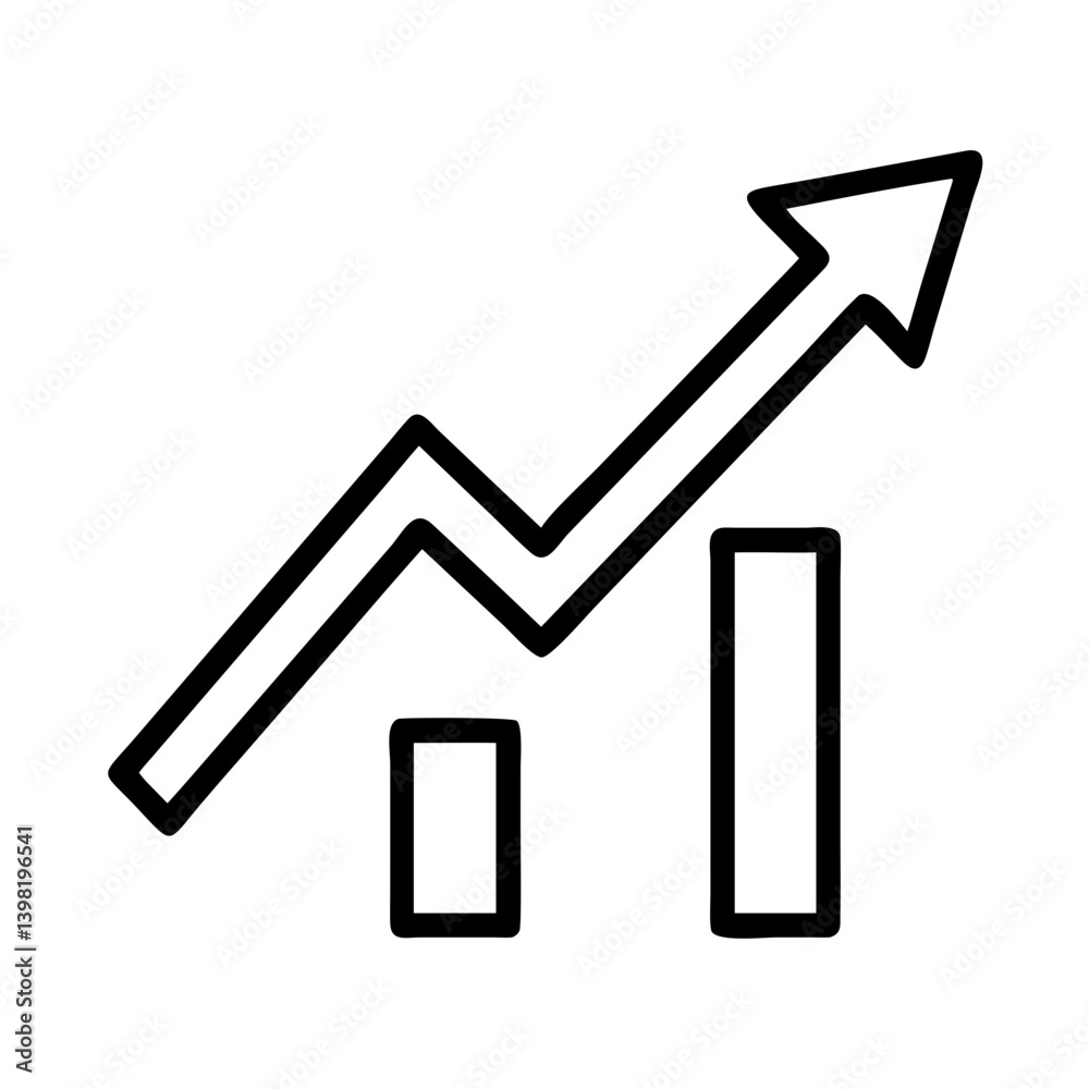 Growth chart arrow up business graph icon statistics data analysis diagram success