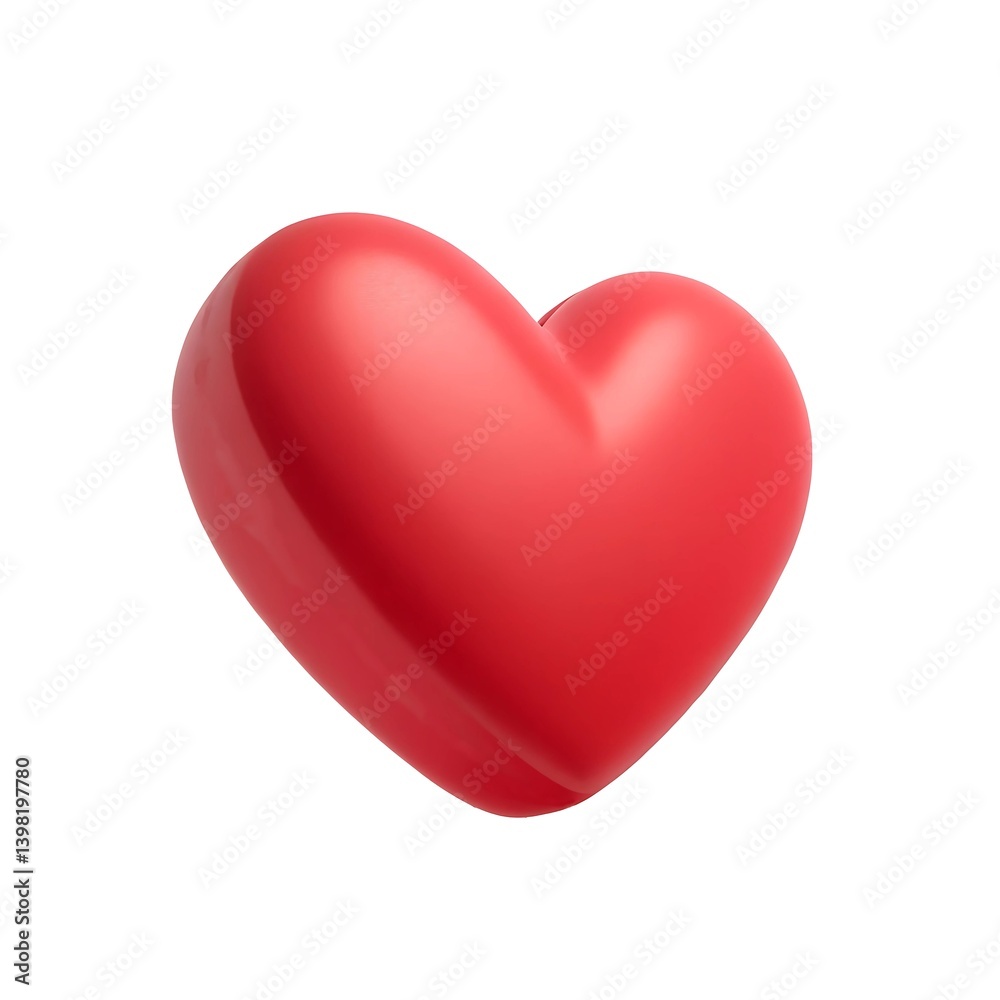 Floating 3D Render Red Heart Icon – Minimal Glossy Love Symbol on White Background Floating 3D Render Red Heart Icon – Minimal Glossy Love Symbol on White Background