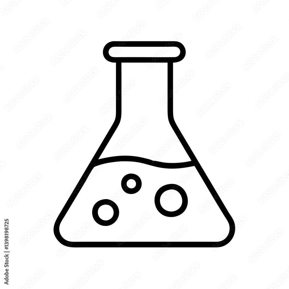 Illustration of a chemistry lab flask with liquid and bubbles for science research Illustration of a chemistry lab flask with liquid and bubbles for science research