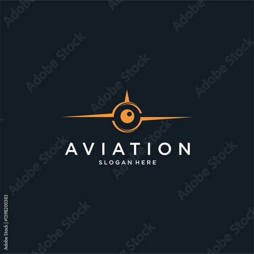 Orange Aviation Logo Design on Dark Background