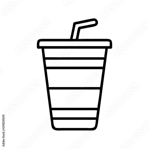 Outline soda cup with straw vector illustration, drink cup icon, soda cup design