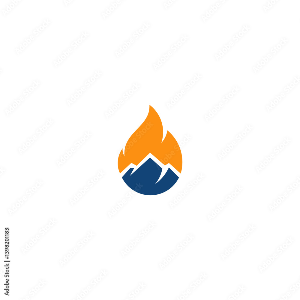 Orange Flame Enveloping Blue Mountains Logo Orange Flame Enveloping Blue Mountains Logo