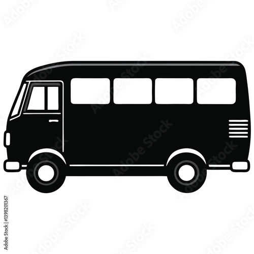 Black bus icon on white background. Vector illustration for your design.