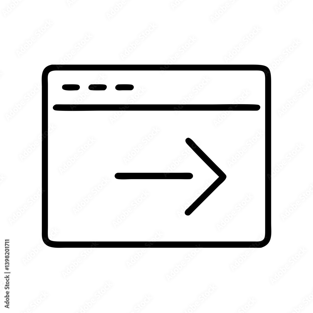 Browser window with arrow icon vector graphic for web design and development use Browser window with arrow icon vector graphic for web design and development use