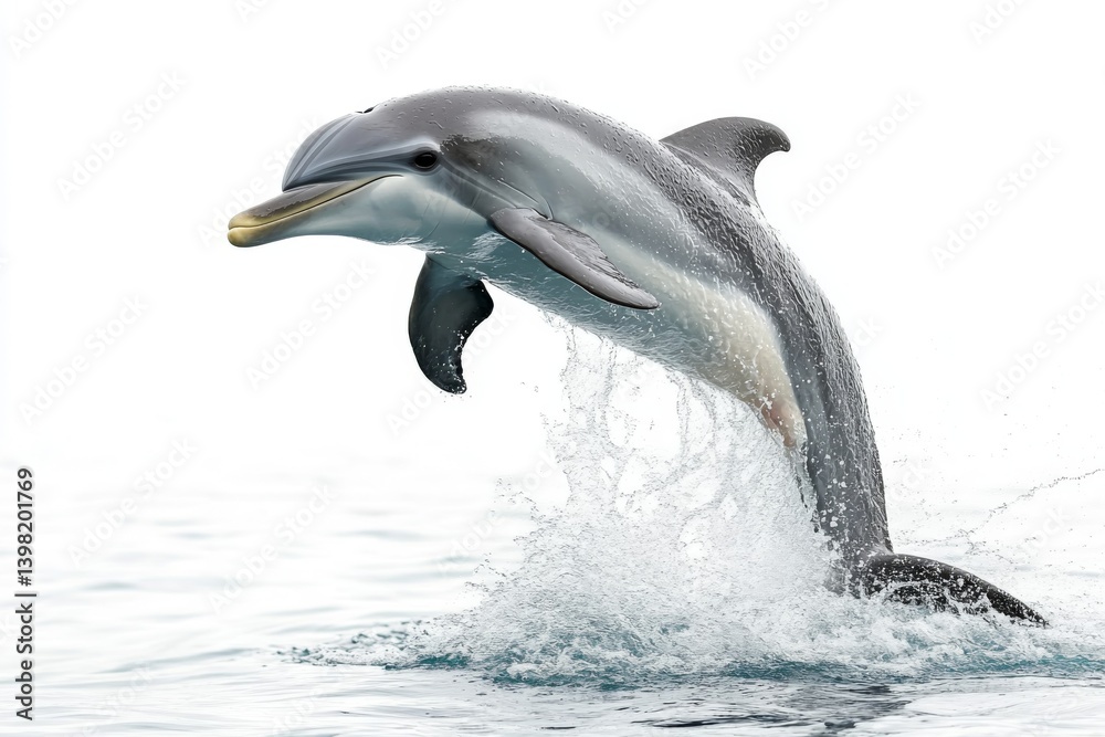Fototapeta premium Striped Dolphin Leaping from Ocean Water Dynamic Marine Wildlife Action Shot