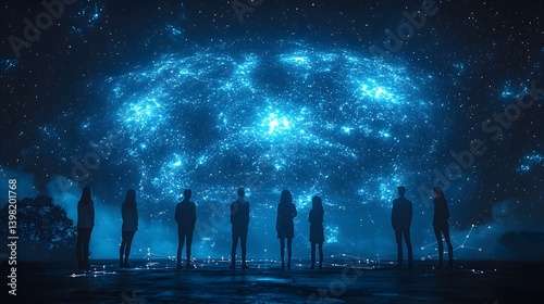 Obraz na płótnie Business team unveiling a new digital presentation on a starry stage w salonie