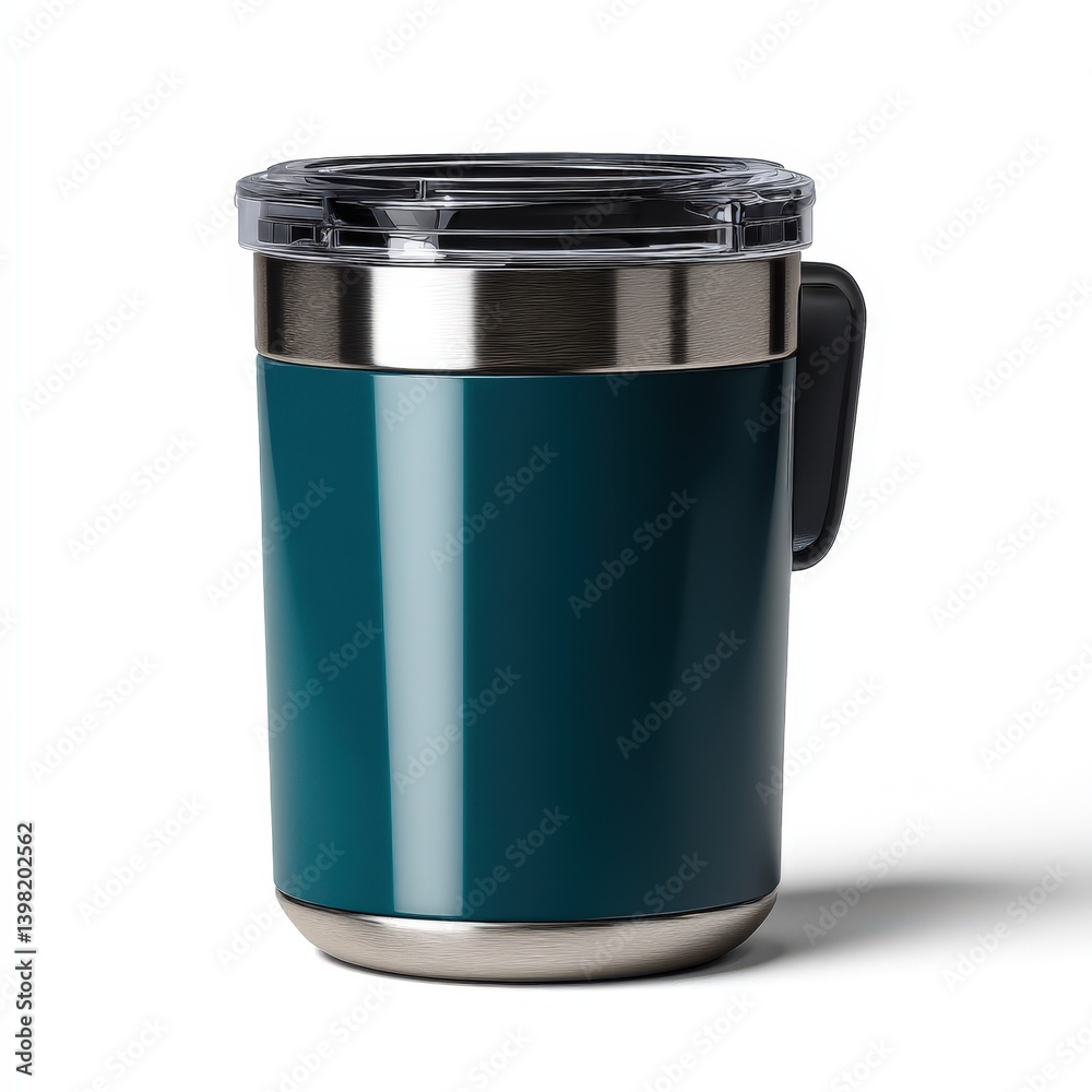 Teal Insulated Travel Mug with Stainless Steel Accents and Lid Perfect for Coffee or Tea Teal Insulated Travel Mug with Stainless Steel Accents and Lid Perfect for Coffee or Tea