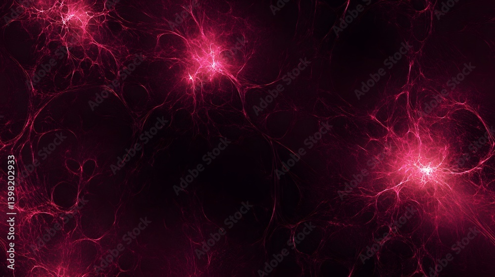 Obraz premium A deep crimson fractal web of glowing energy bursts.