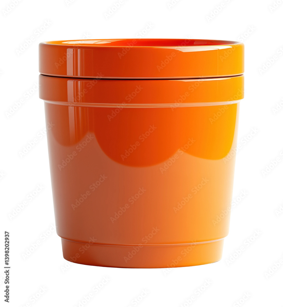 Planting ideas orange pot in bright environment isolated on transparent background, png