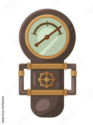 Steampunk mechanisms. Flat vector, clipart illustration isolated on white background.
