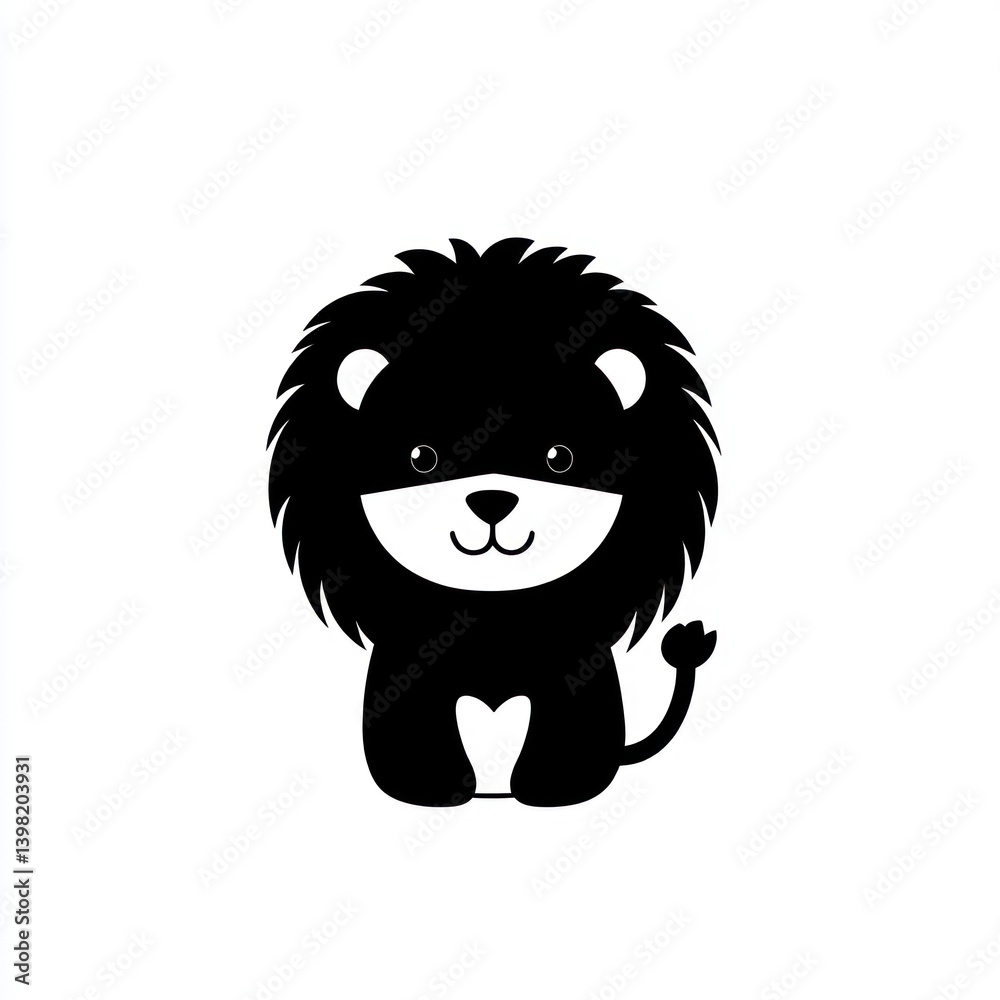 Cute lion cub illustration, white background, design element. Cute lion cub illustration, white background, design element.