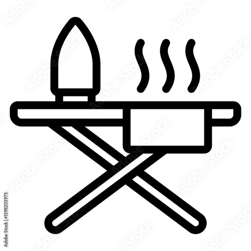Ironing board with cloth and iron line icon, laundry service concept. Vector graphics. Dry cleaning, ironing care stand sign on white background, style mobile or design.