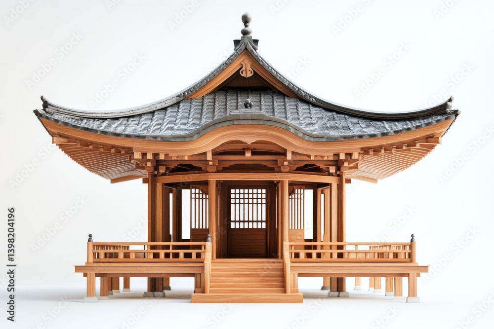 Fototapeta premium Traditional Japanese Wooden Pavilion Architectural Design Asian Temple Structure East Asian Style