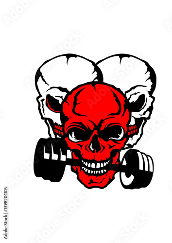 tete de mort haltere musculation bodybuilding crane club logo