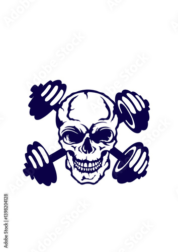 tete de mort haltere musculation bodybuilding crane club logo