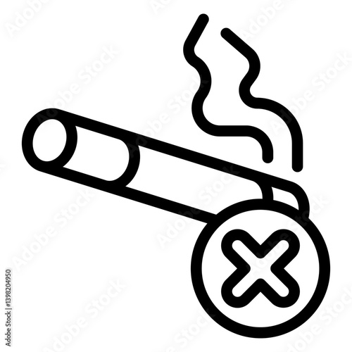 Smoking cigarette ban line icon, prohibited items concept. Vector graphics. Cigarette smoking, smoke forbidden sign on white background, style mobile or design.