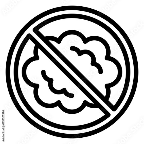 Cloud of smoke ban line icon, prohibited elements concept. Vector graphics. Smog cloud, pollution forbidden sign on white background, style mobile or design.