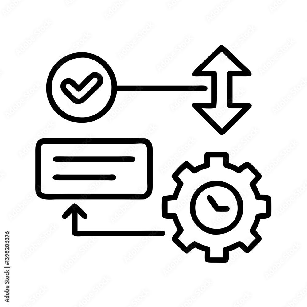 Workflow automation process management system diagram vector icon illustration