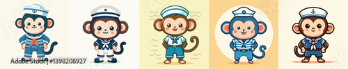 collection of cute monkey vectors in sailor costumes