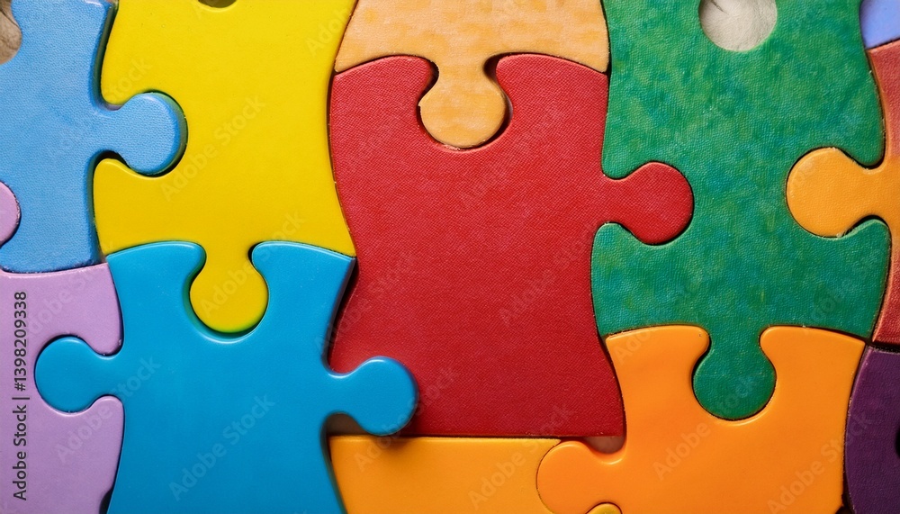 Fototapeta premium Colorful puzzle pieces fit perfectly